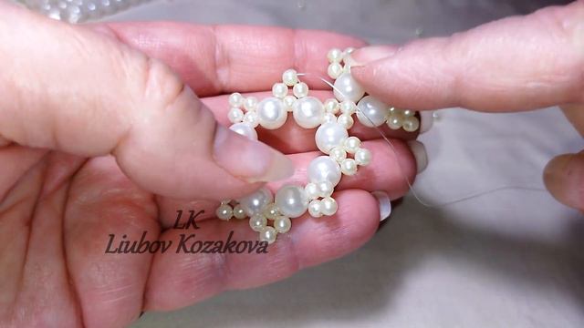 Как сделать Снежинку из бусин/Тип 16(166)/Жемчужная большая Снежинка смотреть онлайн