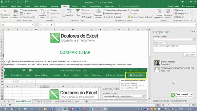 Curso de Excel 2016 GRÁTIS (Novidades) | AULA 3 COMPARTILHAR | Doutores do Excel смотреть онлайн