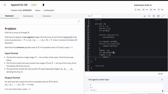 Append for OR Solution CodeChef Starters 73 смотреть онлайн