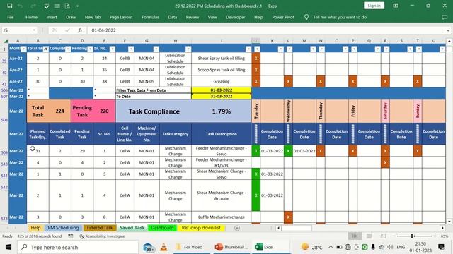 Excel Template Preventive Maintenance (PM) Scheduling Dashboard смотреть онлайн