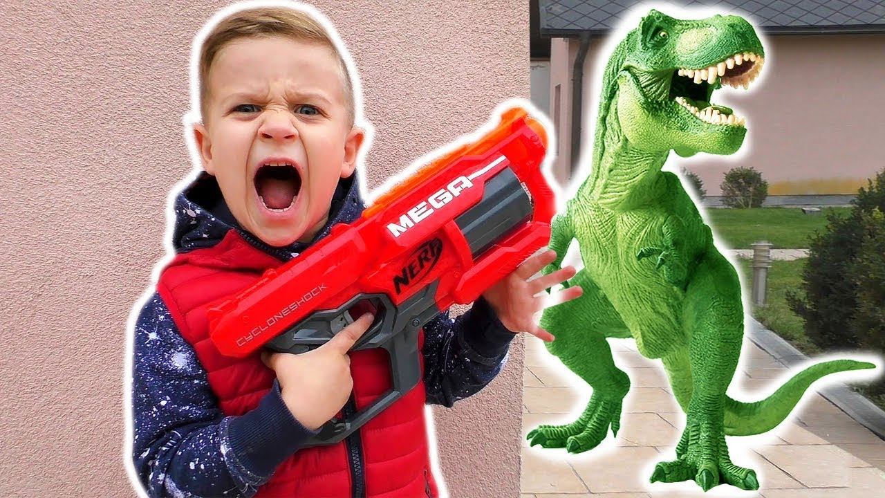 Bad Baby vs GIANT DINOSAUR T-rex! Kids Song Nursery Rhymes for children & learn colors kids video смотреть онлайн