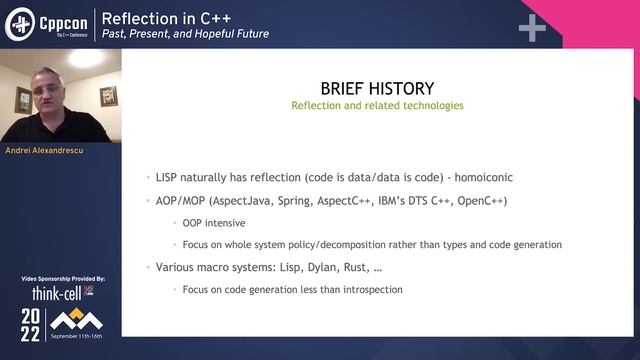Reflection in C++ - Past, Present, and Hopeful Future - Andrei Alexandrescu - CppCon 2022 смотреть онлайн