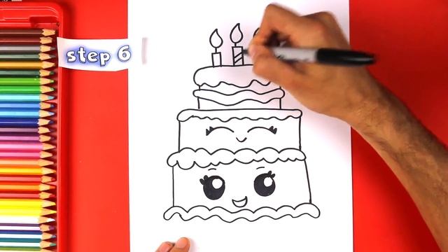 How to Draw a Cake and Color - How to Draw a Birthday Cake смотреть онлайн