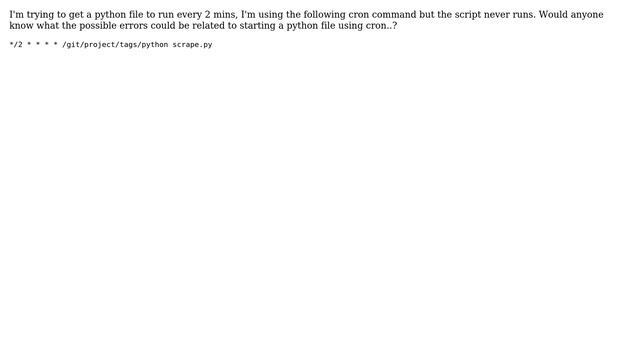 Ubuntu: Error starting python file using cron смотреть онлайн