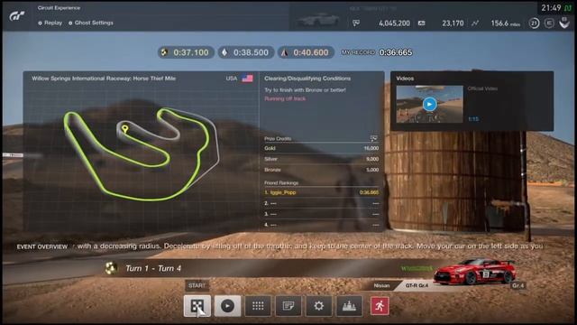 Gran Turismo CIRCUIT EXPERIENCE / Willow Springs International Raceway: Horse Thief Mile смотреть онлайн