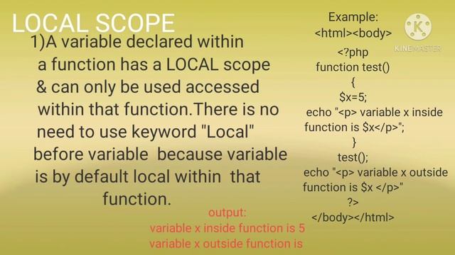 PHP variable Scope| Global scope| Local scope| Static scope смотреть онлайн