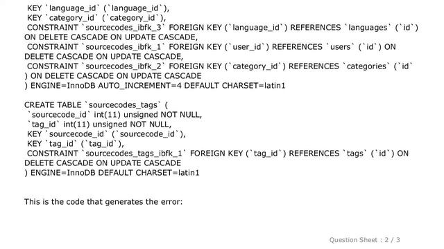 MySQL : Mysql error 1452 - Cannot add or update a child row: a foreign key constraint fails смотреть онлайн