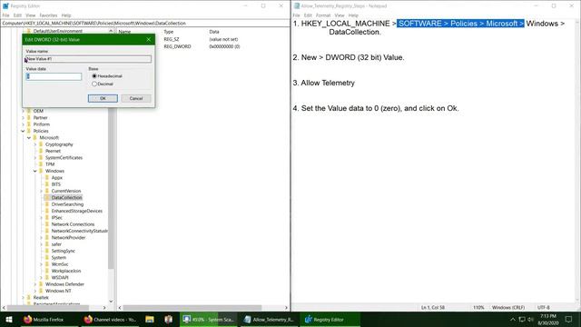 Windows Privacy Help through Registry Editor. Telemetry Disable. смотреть онлайн