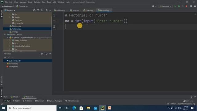 13. Factorial number program in Python. смотреть онлайн