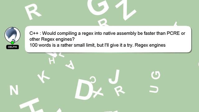 C++ : Would compiling a regex into native assembly be faster than PCRE or other Regex engines? смотреть онлайн