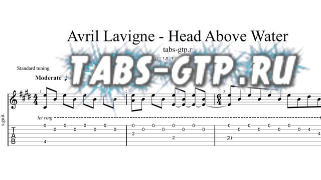 Avril Lavigne - Head Above Water - ноты для гитары табы аранжировка смотреть онлайн