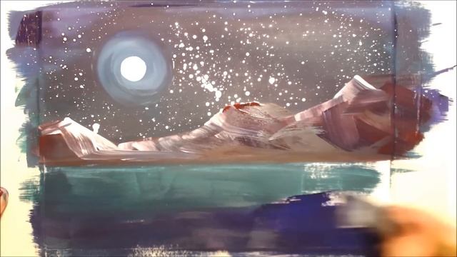 Как нарисовать пейзаж с луной смотреть онлайн