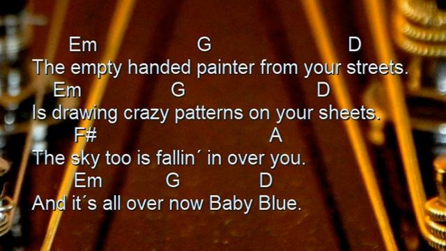 It´s All Over Now, Baby Blue, Bob Dylan, style Them, cover, chords acoustic guitar, lyrics смотреть онлайн