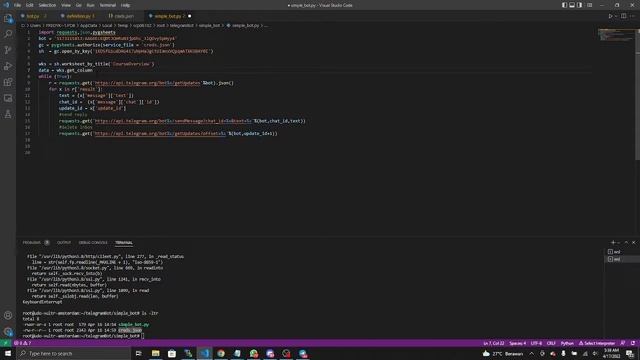 Read Google Docs from Telegram Bot using python pygsheet смотреть онлайн
