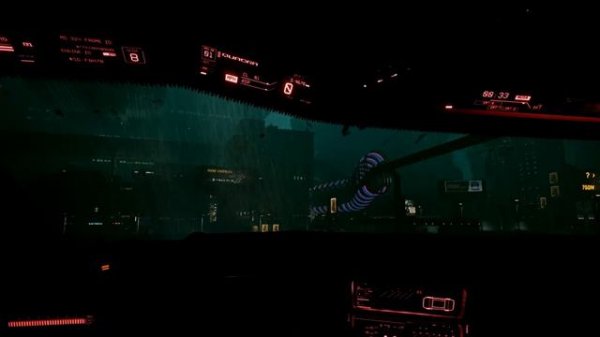 (4Hrs)ASMR Cyberpunk 2077 - Rain on Car Ambience | Quadra Vtech.