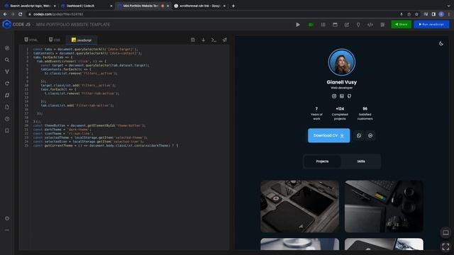 Responsive Portfolio website template in HTML CSS JS with Source code смотреть онлайн