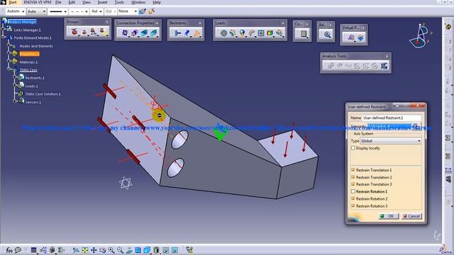 Catia V5 Tutorial|Generative Structural Analysis|Static Loads|Global Distributed Force & Moment|P3 смотреть онлайн