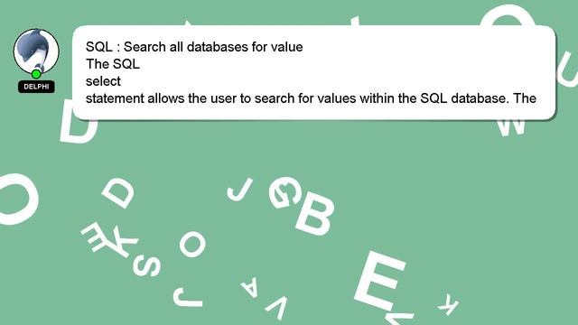 SQL : Search all databases for value смотреть онлайн