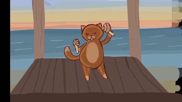 Кот, пляж и маракасы