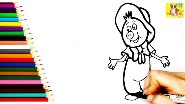 Как рисовать ФУНТИКА/Рисунок Поросенок ФУНТИК/Рисунок раскраска ФУНТИК