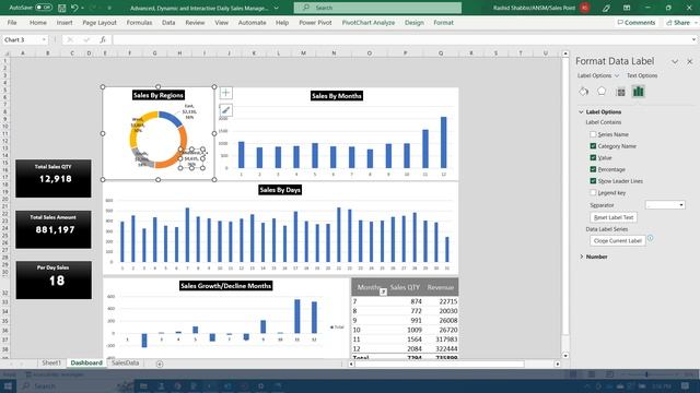 Sales dashboard in excel | Daily Tracking смотреть онлайн