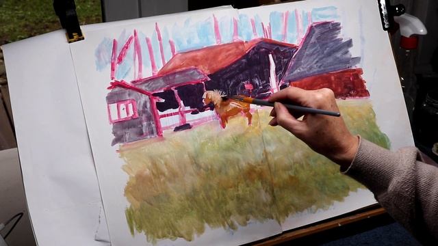 Painting a Danish farm with an Icelandic horse with gouache for the #FarmArtChallenge смотреть онлайн
