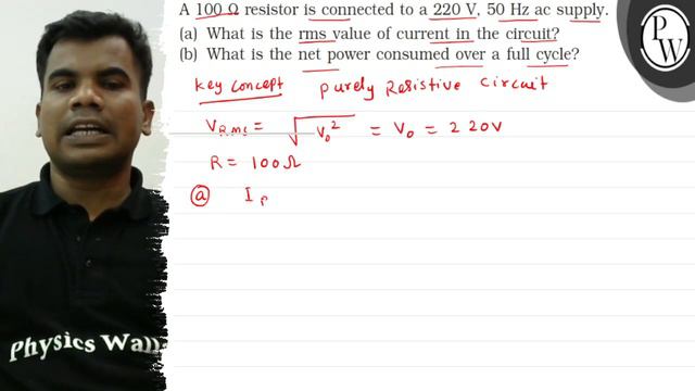 A 100 Ω resistor is connected to a 220  V, 50  Hz ac supply.
(a) What is the rms value of current.. смотреть онлайн