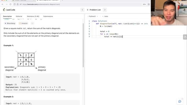 1572. Matrix Diagonal Sum - Day 8/31 Leetcode May Challenge смотреть онлайн