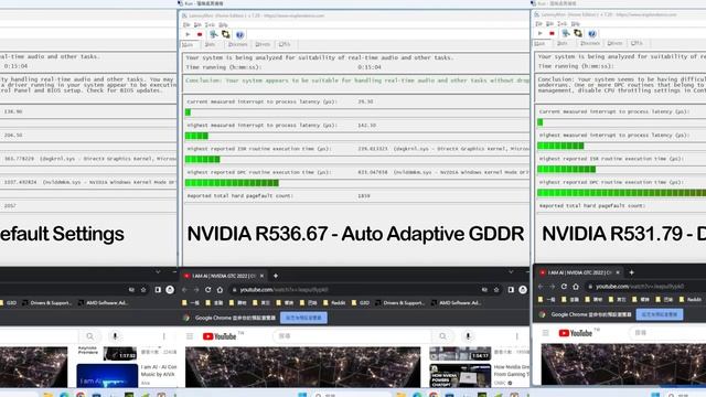 NVIDIA R536.67 Default vs R536.67 Auto Adaptive GDDR vs R531.79 Default DPC Latency Spikes Test смотреть онлайн