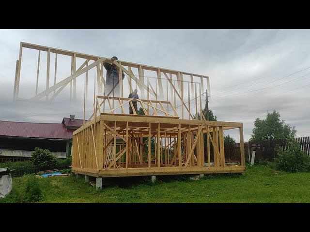 Строительство каркасного дома. Часть 5. Устройство стен 2 этажа.