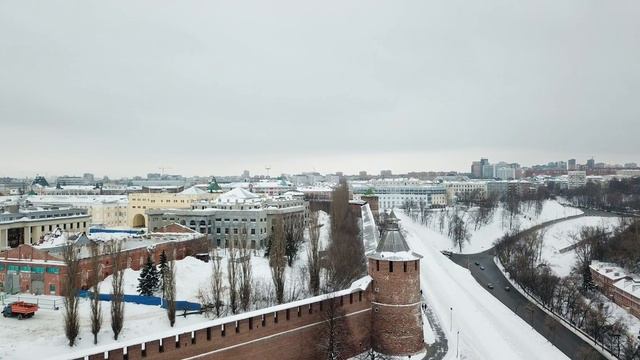 Нижний Новгород в феврале, обзор с высоты смотреть онлайн