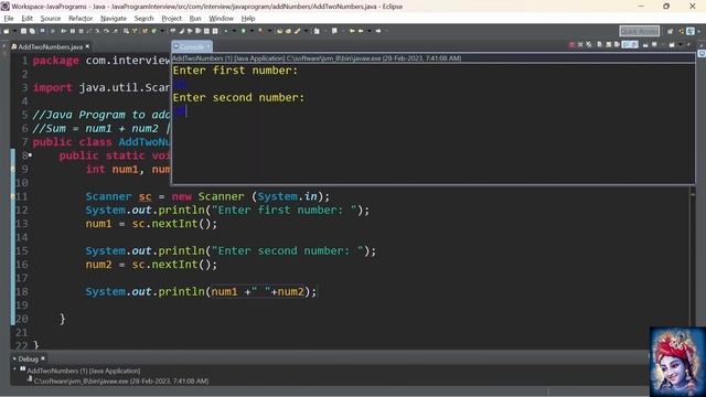 Java Program to Add Two numbers by taking input from user || Top 50+ Java Programs for Interview смотреть онлайн