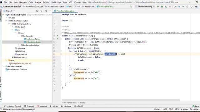HackerEarth Palindromic String Solution with debugging in Java Hindi смотреть онлайн