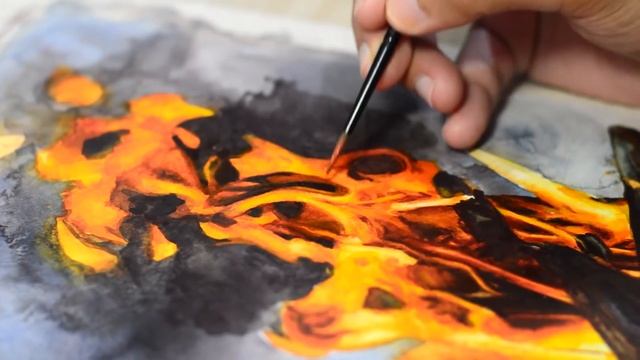 Painting Fire In Watercolor