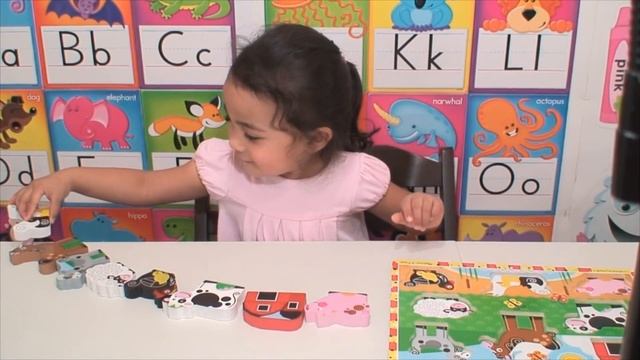 Farm Animals Wooden Puzzle For Toddlers Learn Barn Animals Names Puzzle For Kids смотреть онлайн