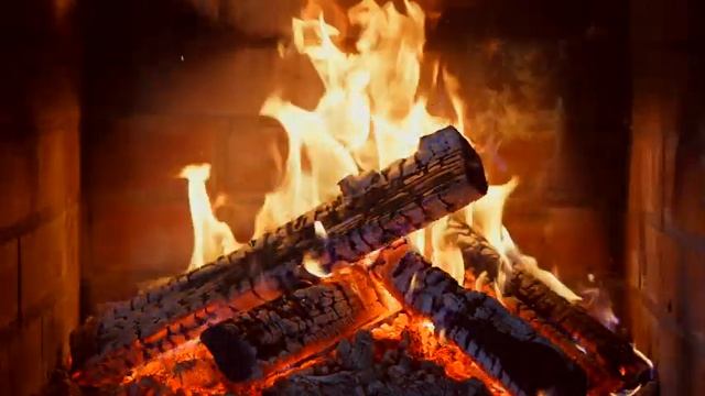 Fireplace 4K ? Crackling Fire Background (12 HOURS). Fireplace With Burning Logs And Fire Sounds