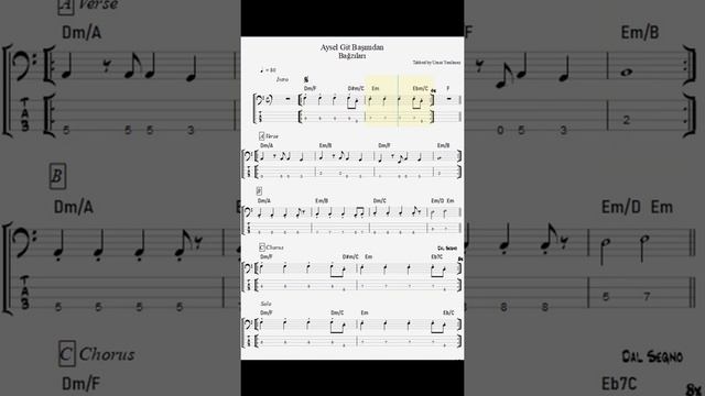 Bağzıları - Aysel Git Başımdan [Bass Gitar Nota,Tab,Akor] Cep Telefonları İçin смотреть онлайн