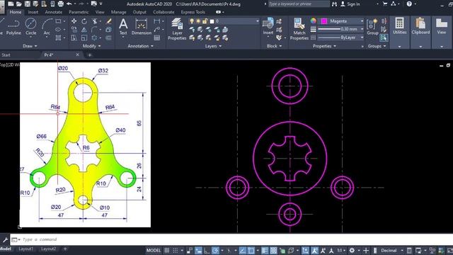 AutoCAD 2020 complete tutorial for beginners | 2D Drawing Basic Practice 4 смотреть онлайн