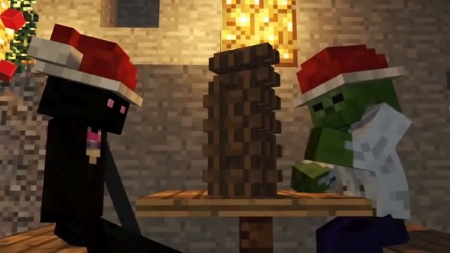 Майнкрафт ЕндерСанта празднует рождество мульт, прикол смотреть онлайн