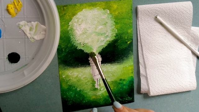Рисунок акриловыми красками. Рисуем девушку с букетом. Поле с цветами акриловыми красками.??? смотреть онлайн