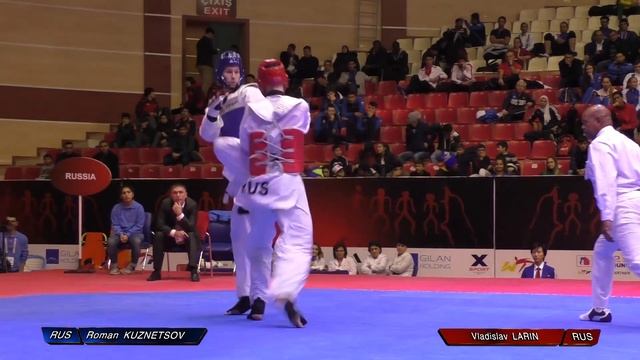Roman Kuznetsov (RUS) Vs Vladislav LARIN (RUS).Male 80+. World Taekwondo Final GrandPrix, Baku 2016