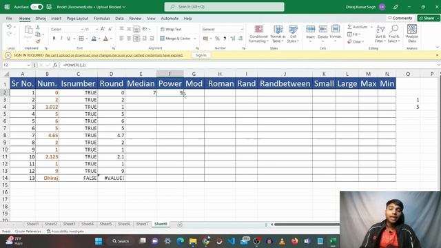 Excel - Number Function - Round, Median, Power, Mod, Roman, Rand, Small, Large, Max, Min | in Hindi смотреть онлайн