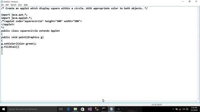 Java Programming Applet Dispaly Square Within Circle 1 смотреть онлайн
