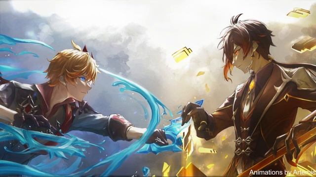 Live Wallpaper: Genshin Impact - Tartaglia & Zhongli By @Fuyuni0307 On Twitter