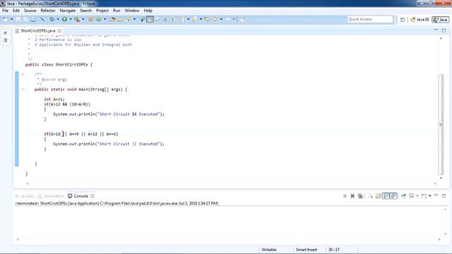 Short Circuit Operator in Java смотреть онлайн