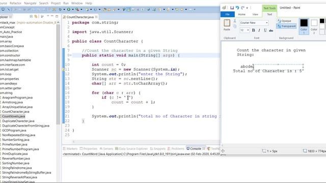 count Character Program in Java смотреть онлайн