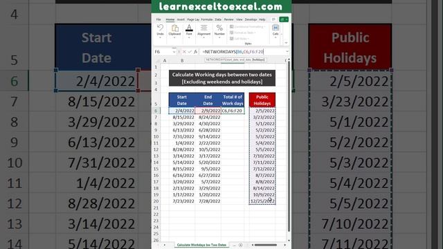 Calculate Working Days between two Dates in Excel: Find Workdays Excluding Holidays & Weekends смотреть онлайн