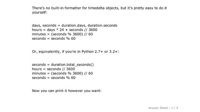 PYTHON : How do I convert datetime.timedelta to minutes, hours in Python? смотреть онлайн