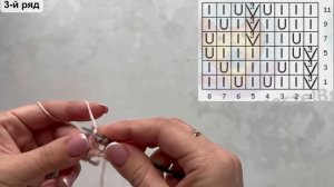 Простой ажурный узор Ромбы (+ схема) для джемпера, платья, кардигана, топа, кофточки.