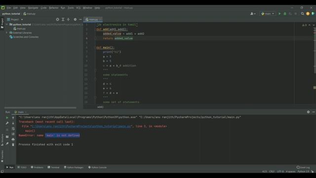 Main function's usage and user defined functions in python explanation in Tamil смотреть онлайн